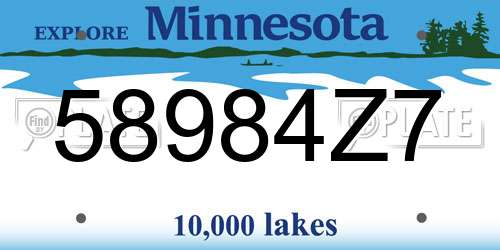 58984Z7 Minnesota License Plate
