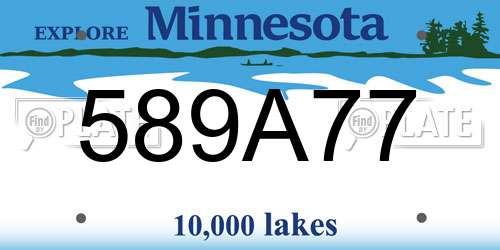 589A77 Minnesota License Plate