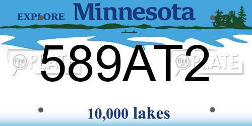 589AT2 Minnesota License Plate