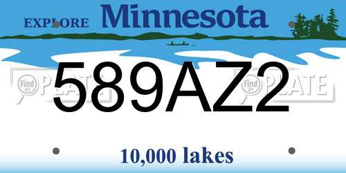 589AZ2 Minnesota License Plate