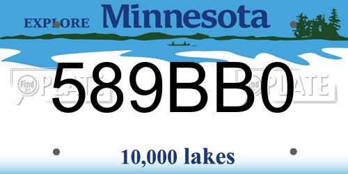 589BB0 Minnesota License Plate
