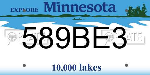 589BE3 Minnesota License Plate