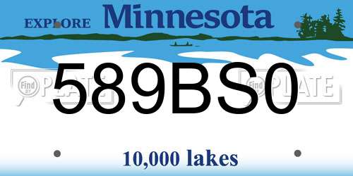 589BS0 Minnesota License Plate