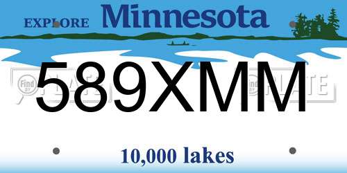 589XMM Minnesota License Plate