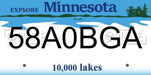 58A0BGA Minnesota License Plate
