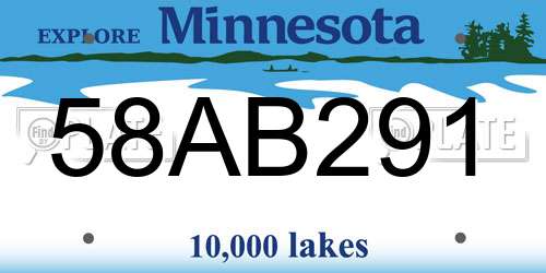 58AB291 Minnesota License Plate