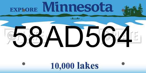 58AD564 Minnesota License Plate