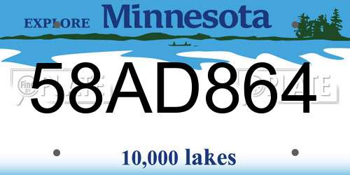 58AD864 Minnesota License Plate