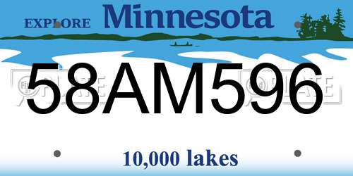 58AM596 Minnesota License Plate