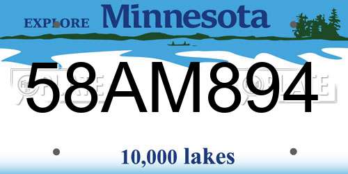 58AM894 Minnesota License Plate