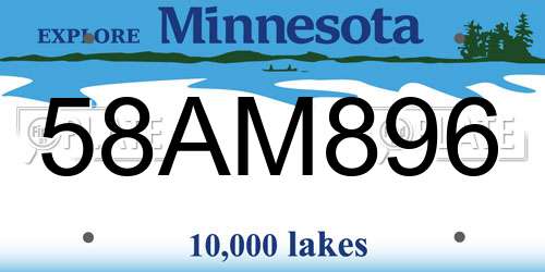 58AM896 Minnesota License Plate