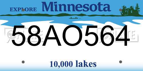 58AO564 Minnesota License Plate