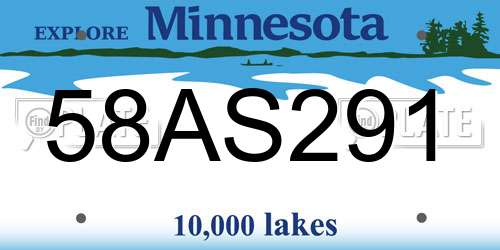58AS291 Minnesota License Plate