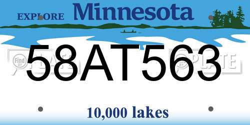 58AT563 Minnesota License Plate