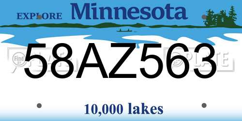 58AZ563 Minnesota License Plate