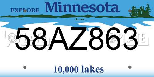 58AZ863 Minnesota License Plate