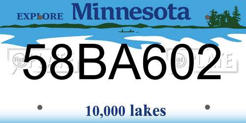 58BA602 Minnesota License Plate