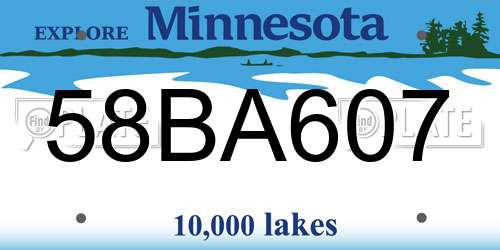 58BA607 Minnesota License Plate