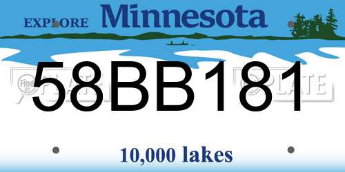 58BB181 Minnesota License Plate