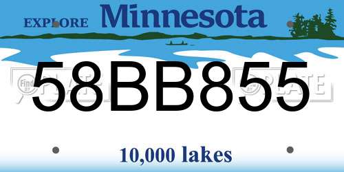 58BB855 Minnesota License Plate