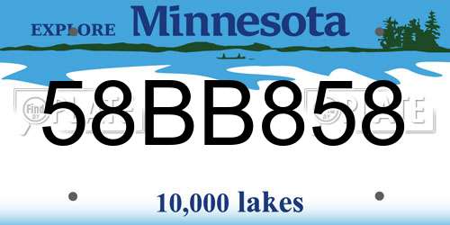 58BB858 Minnesota License Plate