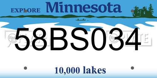 58BS034 Minnesota License Plate