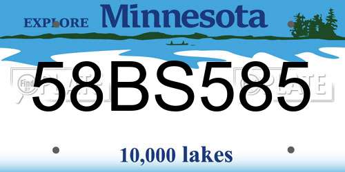 58BS585 Minnesota License Plate