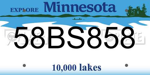 58BS858 Minnesota License Plate