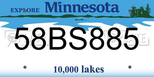 58BS885 Minnesota License Plate