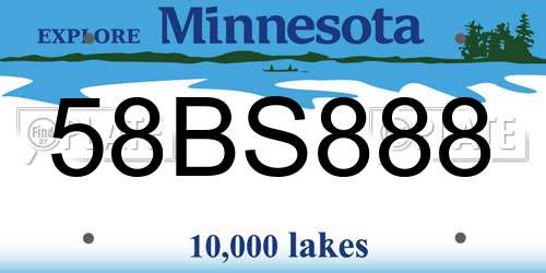 58BS888 Minnesota License Plate