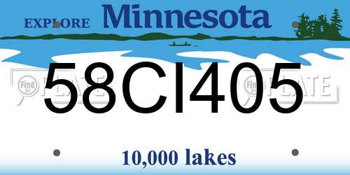 58CI405 Minnesota License Plate