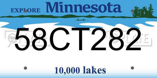 58CT282 Minnesota License Plate