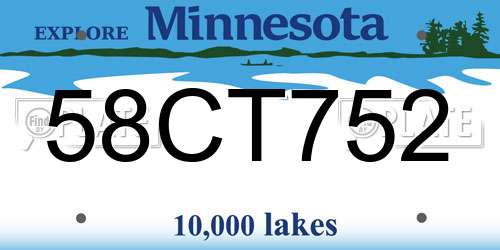 58CT752 Minnesota License Plate
