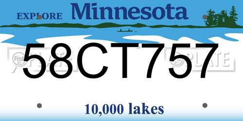 58CT757 Minnesota License Plate
