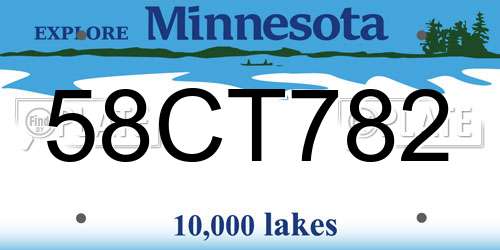 58CT782 Minnesota License Plate