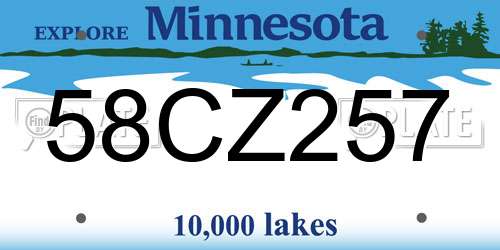 58CZ257 Minnesota License Plate