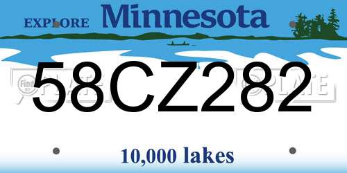 58CZ282 Minnesota License Plate