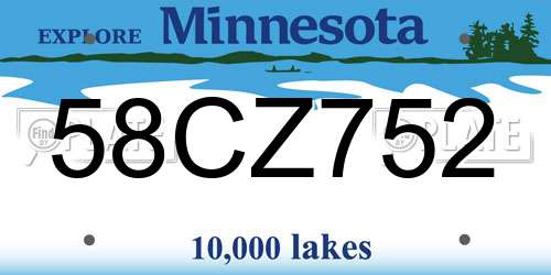 58CZ752 Minnesota License Plate