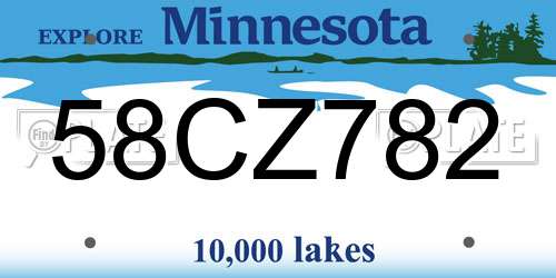 58CZ782 Minnesota License Plate