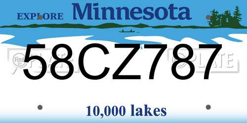 58CZ787 Minnesota License Plate