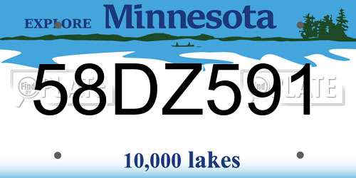 58DZ591 Minnesota License Plate