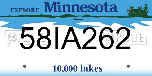 58IA262 Minnesota License Plate