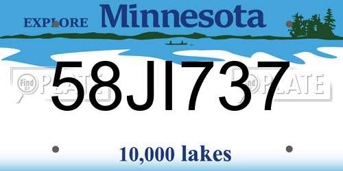 58JI737 Minnesota License Plate