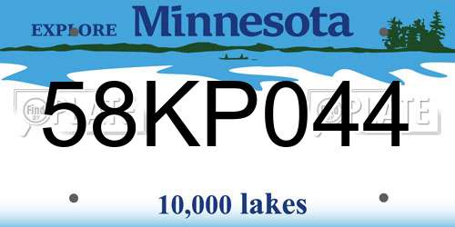 58KP044 Minnesota License Plate