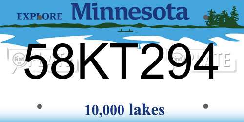 58KT294 Minnesota License Plate