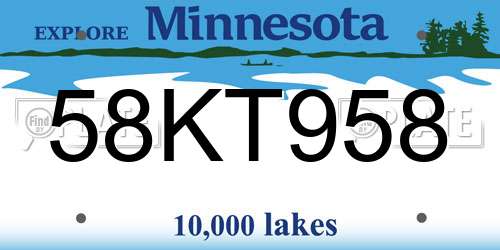 58KT958 Minnesota License Plate
