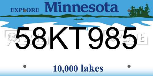 58KT985 Minnesota License Plate
