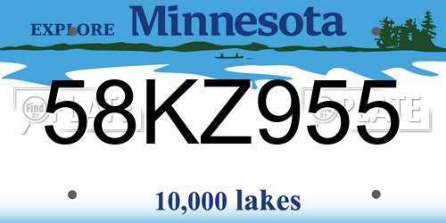 58KZ955 Minnesota License Plate