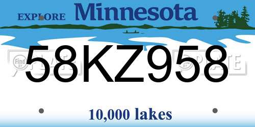 58KZ958 Minnesota License Plate