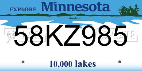 58KZ985 Minnesota License Plate
